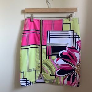 Linda Segal, Size 6, fun zip front straight skirt with bright colors